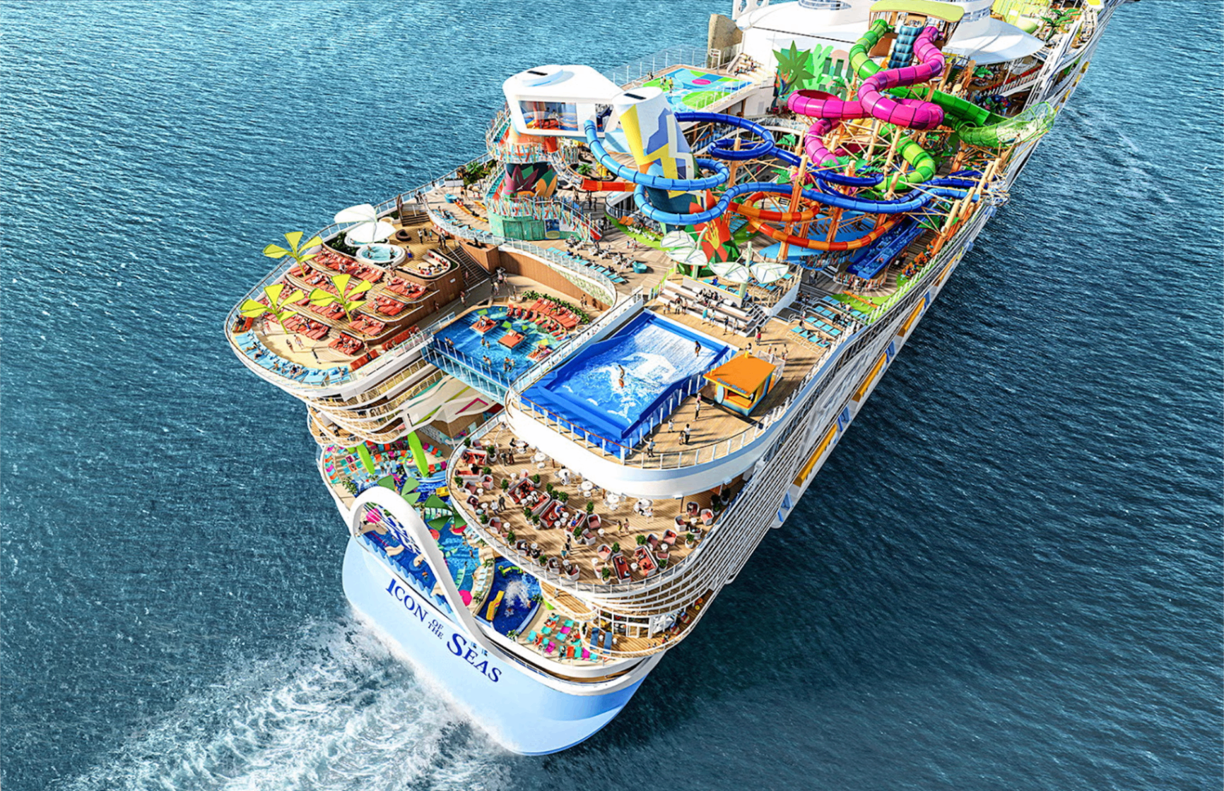 Family cruise ship at sea